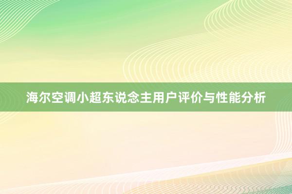 海尔空调小超东说念主用户评价与性能分析